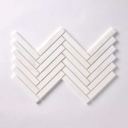 Bianco Dolomiti Herringbone 1x6 Marble Mosaic Tile