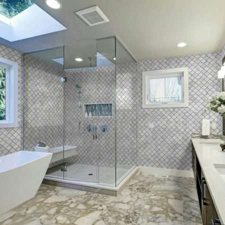 White Carrara Arabesque 3" Marble Mosaic