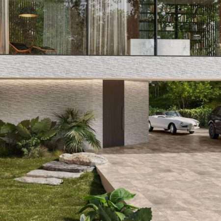 Travertine Cross Cut White Porcelain Pavers