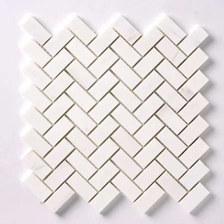 Bianco Dolomiti Herringbone 1x2 Marble Mosaic Tile