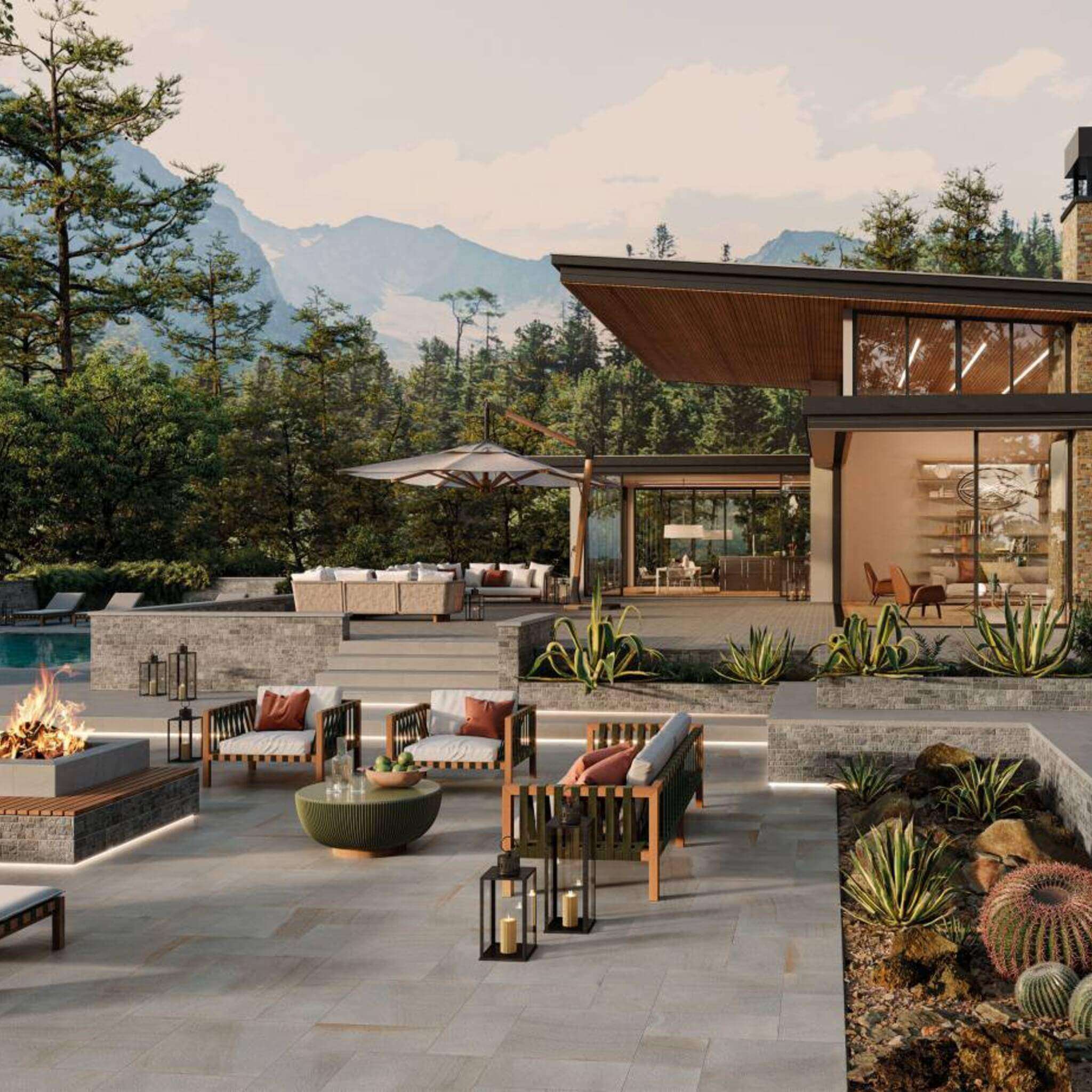 Thermal Bluestone Full Color Matte Porcelain 2cm Outdoor Paver