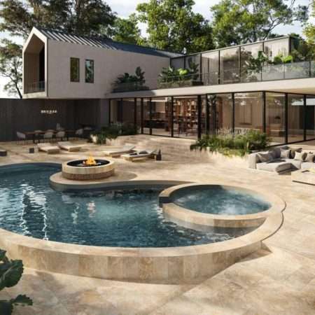 Travertine Cross Cut Cream Porcelain Pavers