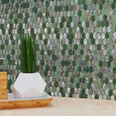 Regal Jade Picket Glossy Glass Mosaic