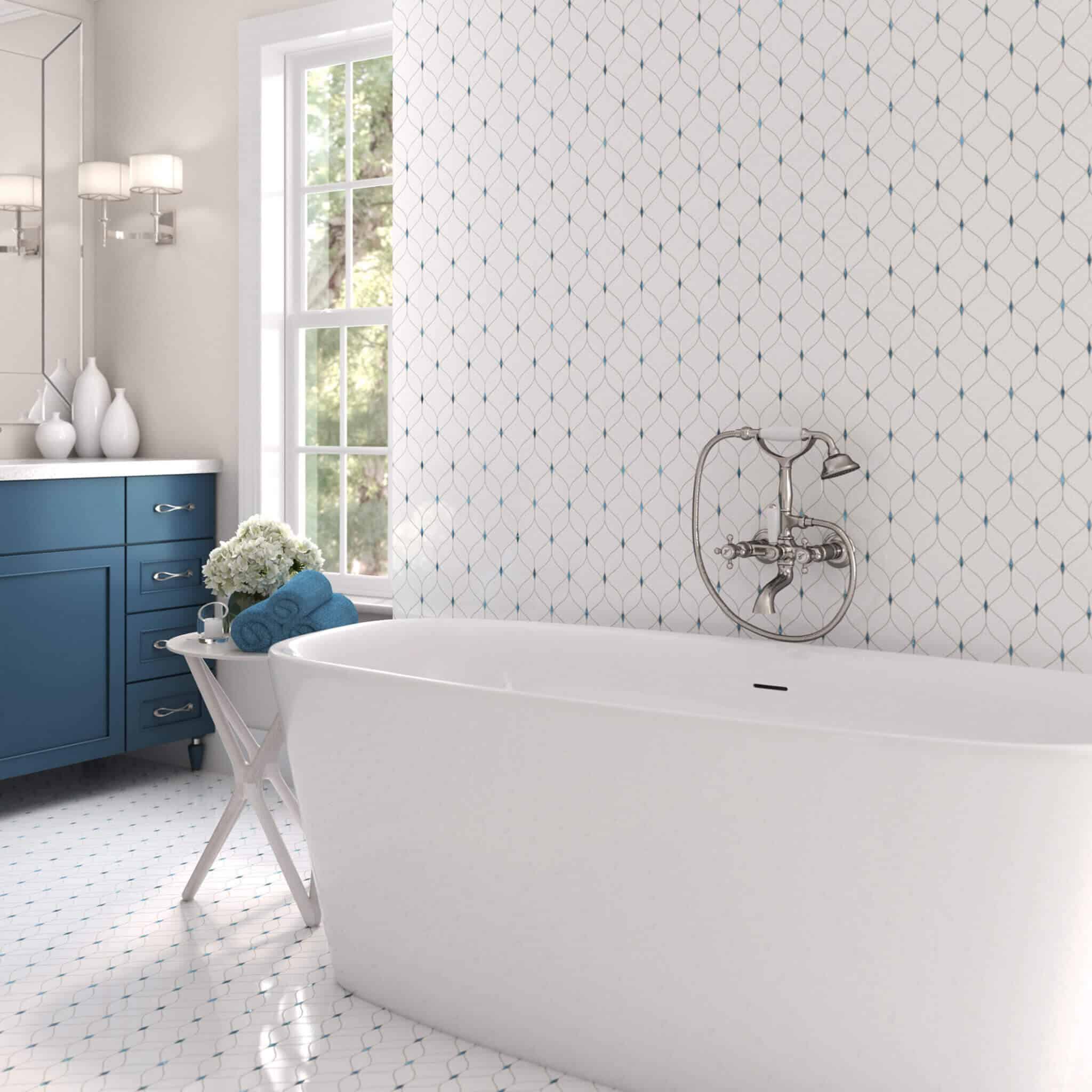 Adley White Polished Natural Stone Mosaic Tile