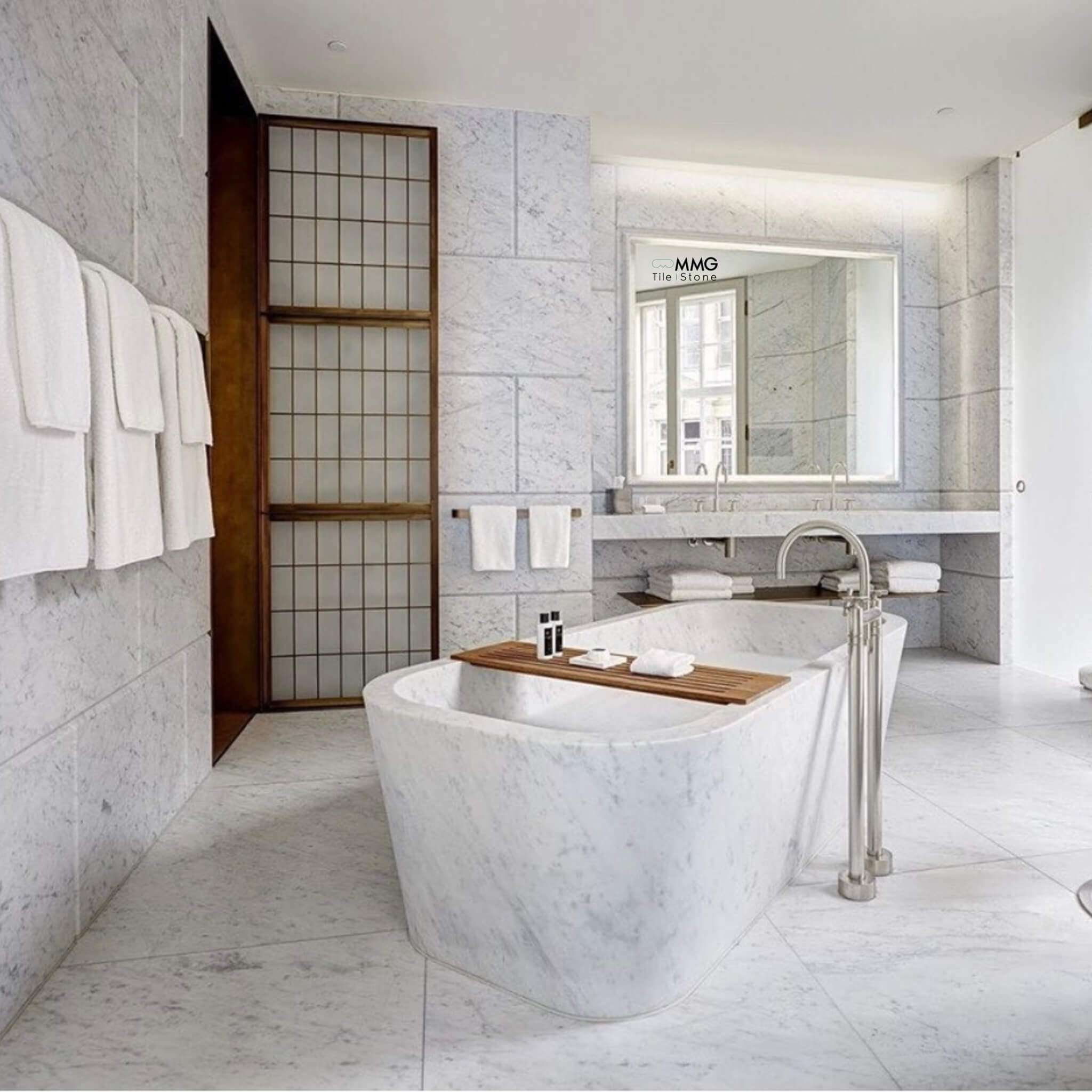 white carrara large format