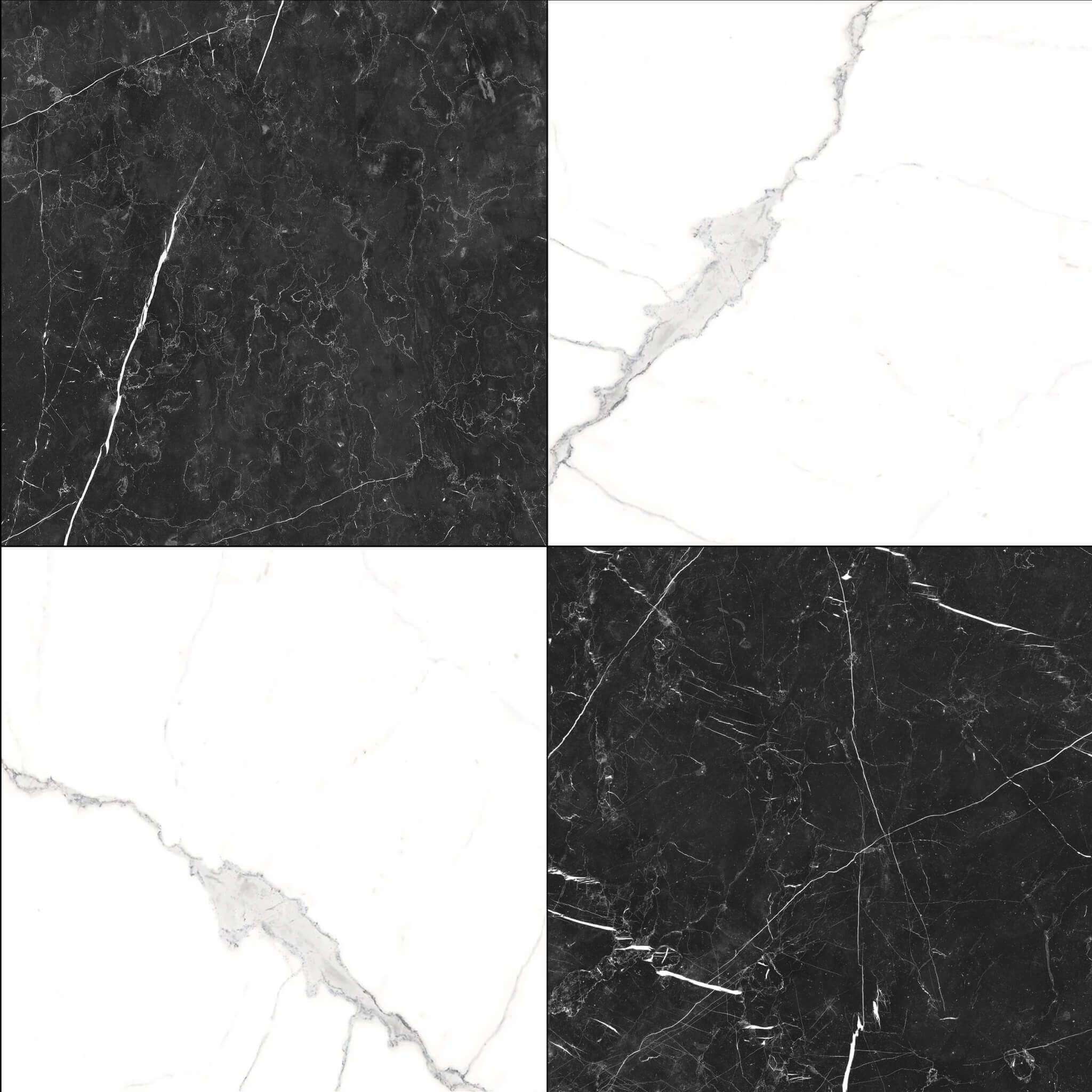 Calacatta & Nero Marquina Checkerboard Porcelain Tiles 12x12