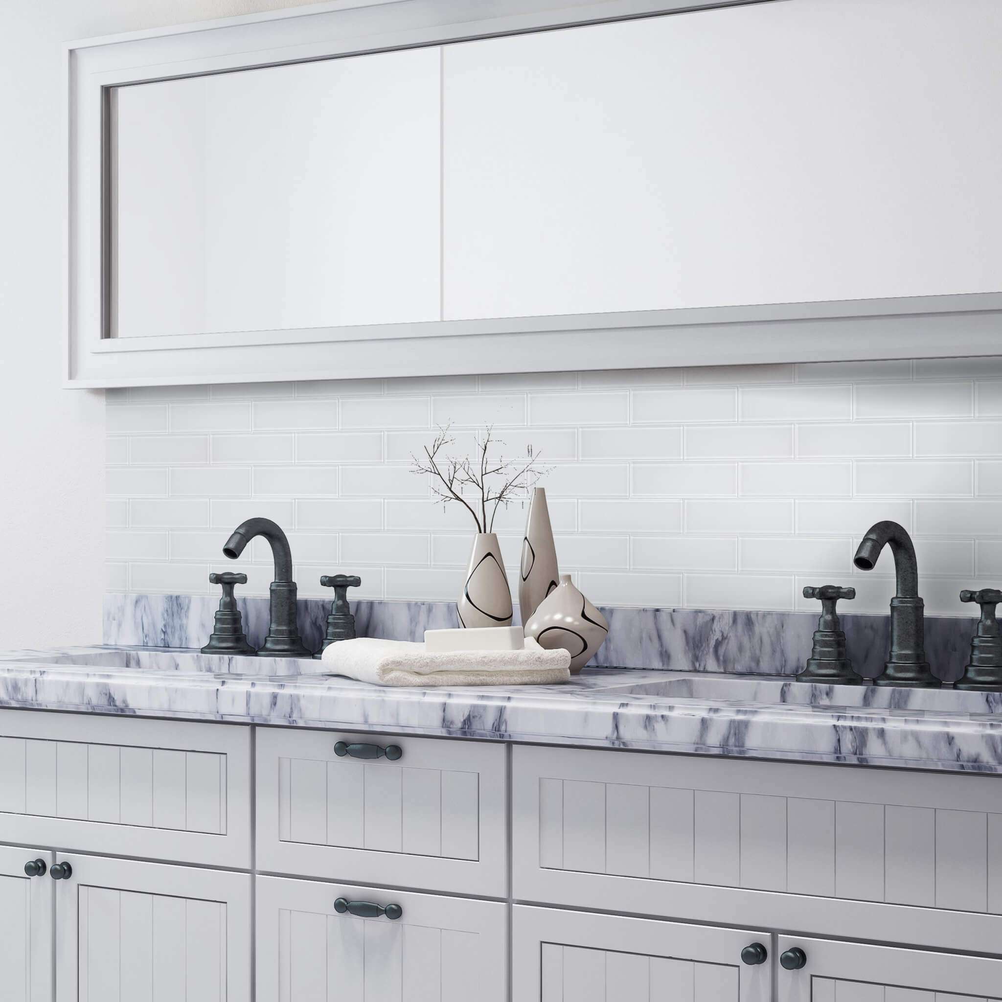 Frost 2×6 Subway Glossy Glass Mosaic