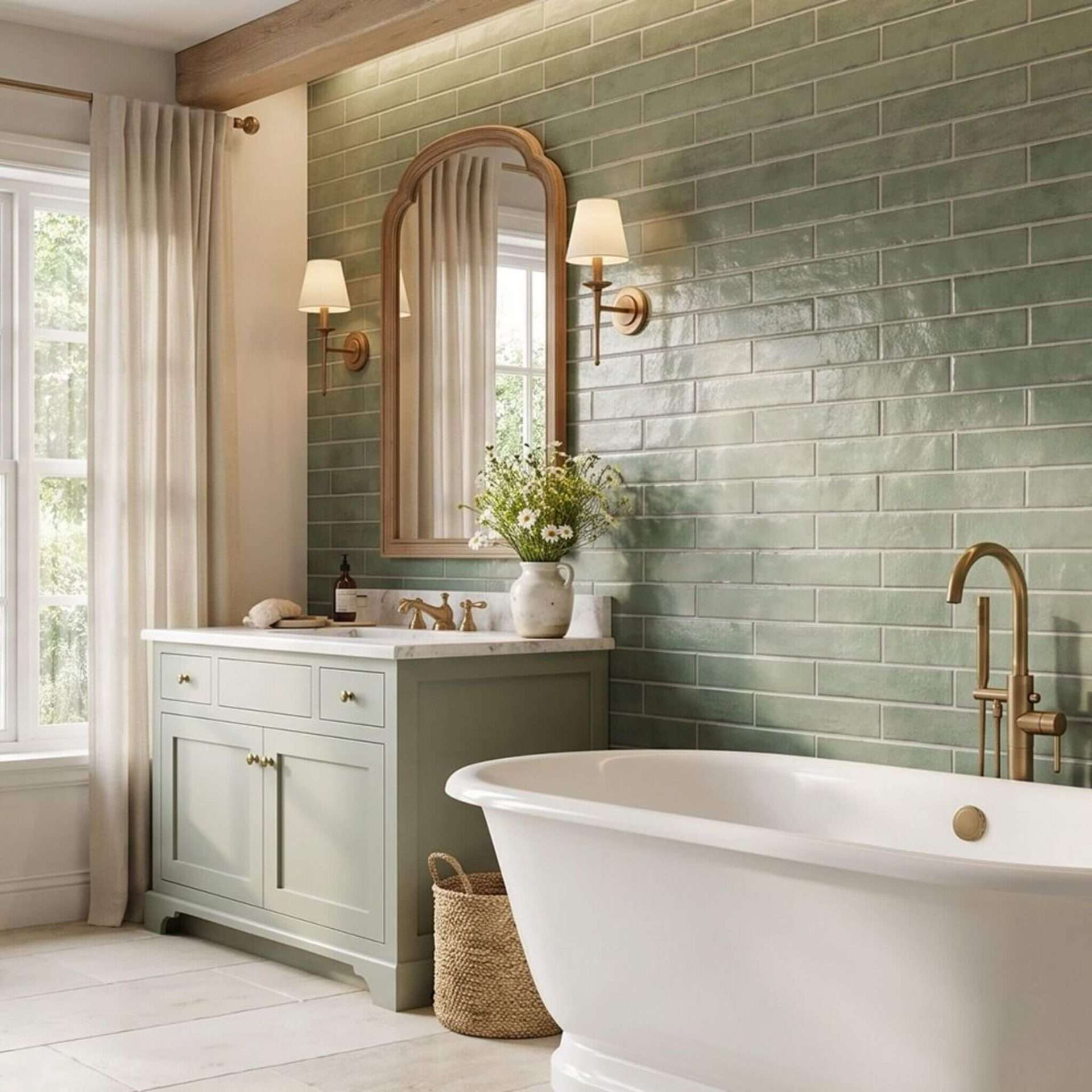 Sensi Colore Muschio 2x9 Polished Porcelain Subway Tile