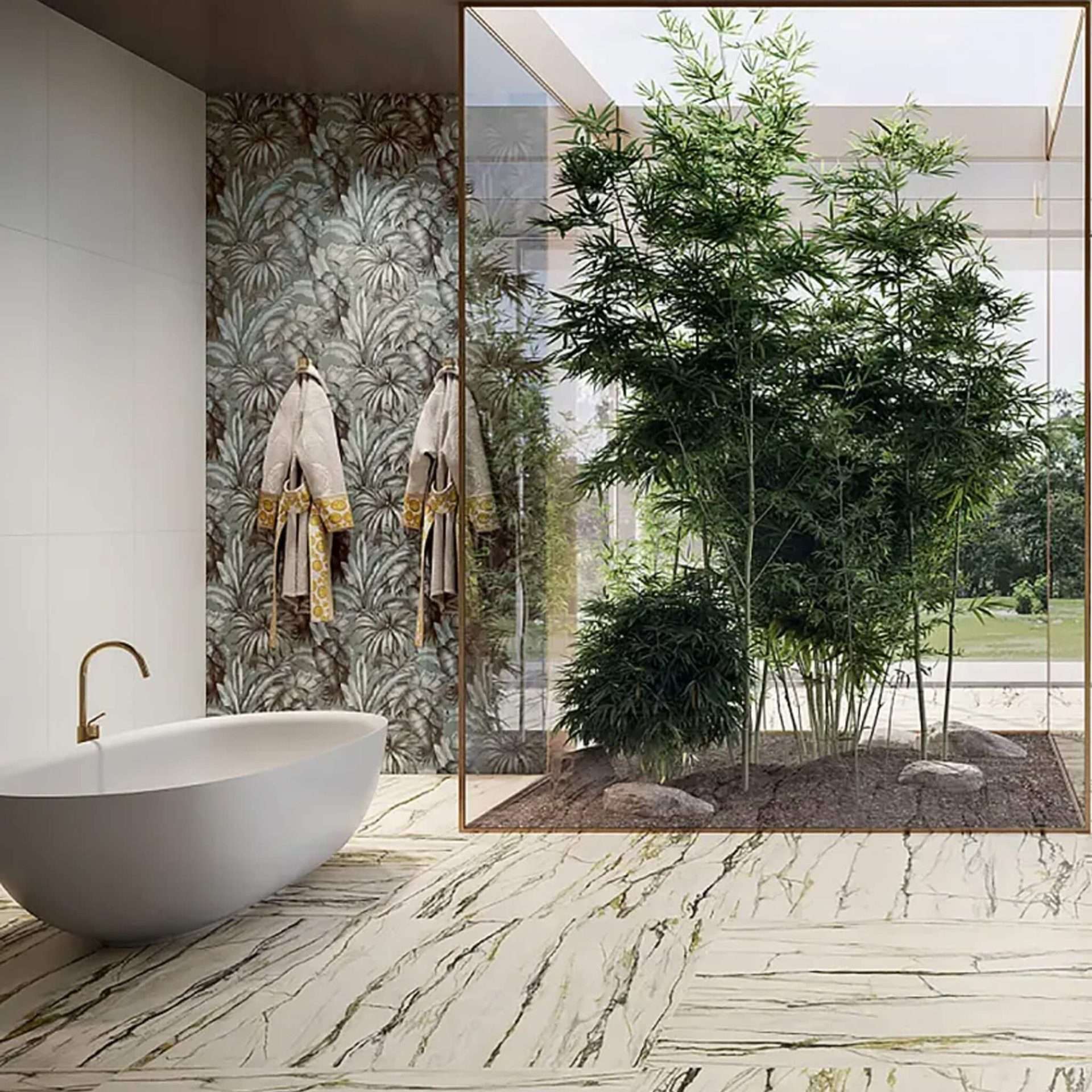 Versace Icons Palm Sage 24x48 Matte Porcelain Tile