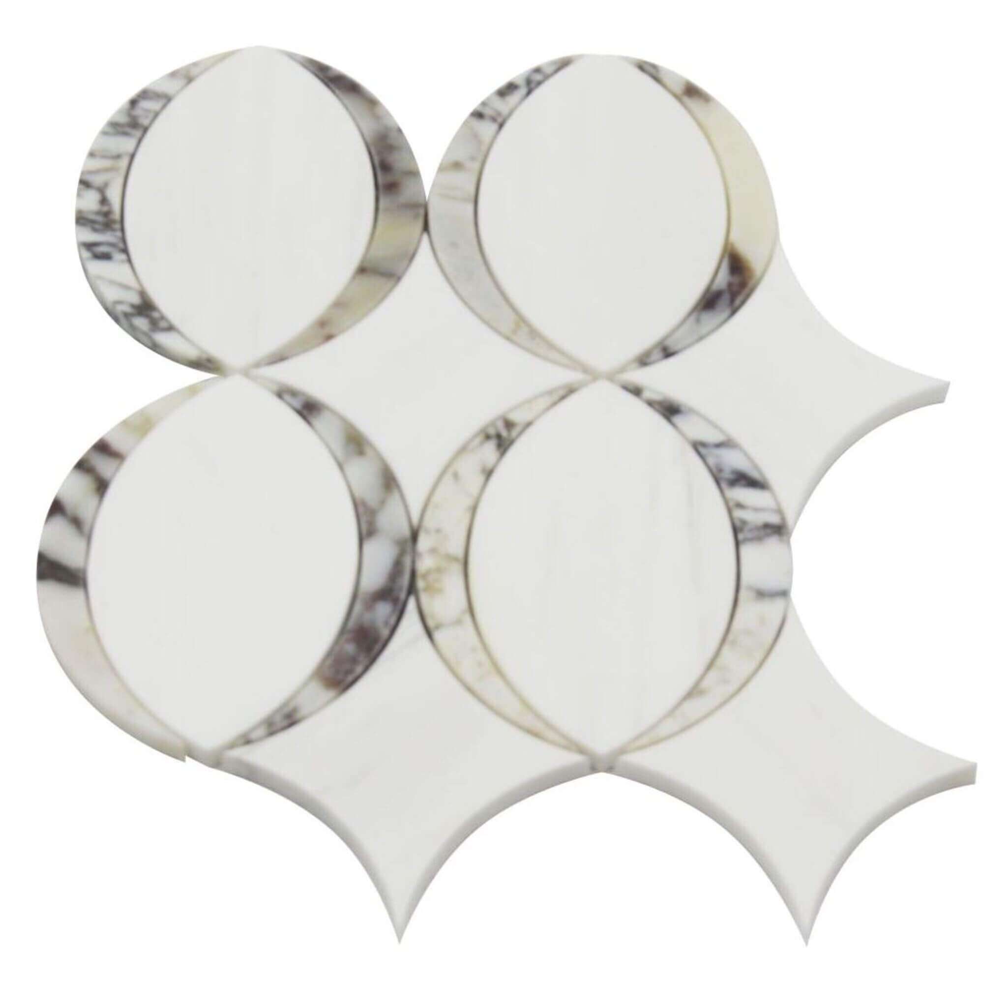 Ruby Violeta with Bianco Dolomite Honed and Polished Marble Waterjet Mosaic