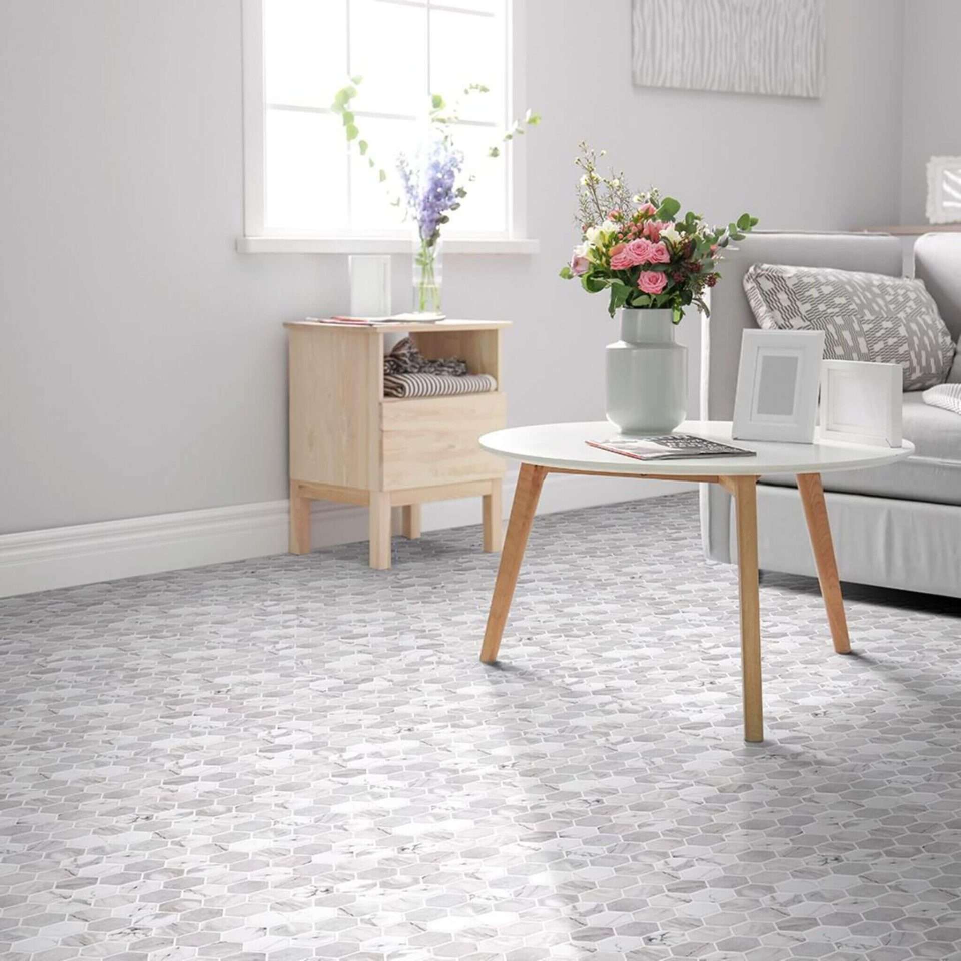 Vetro Fosco Inverno Grey Hexagon 2" Matte Glass Mosaic