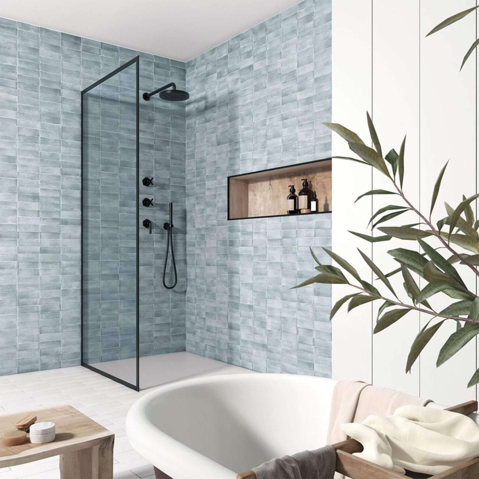 Casabianca Blue Grass 2x6 Glossy Porcelain Subway Tile Casabianca Blue Grass 2x6 Glossy Porcelain Subway Tile