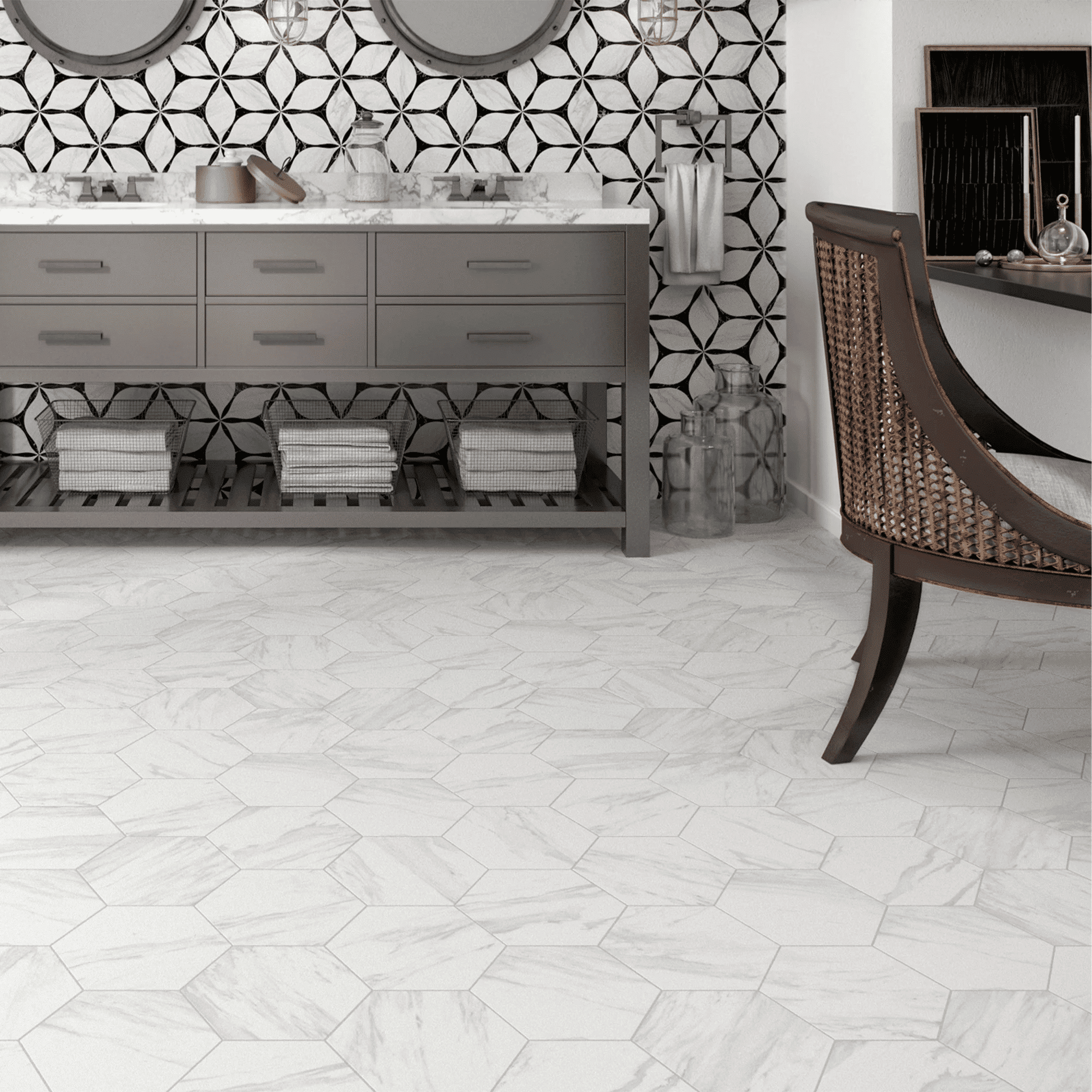 Neo White Hexagon Porcelain Tile