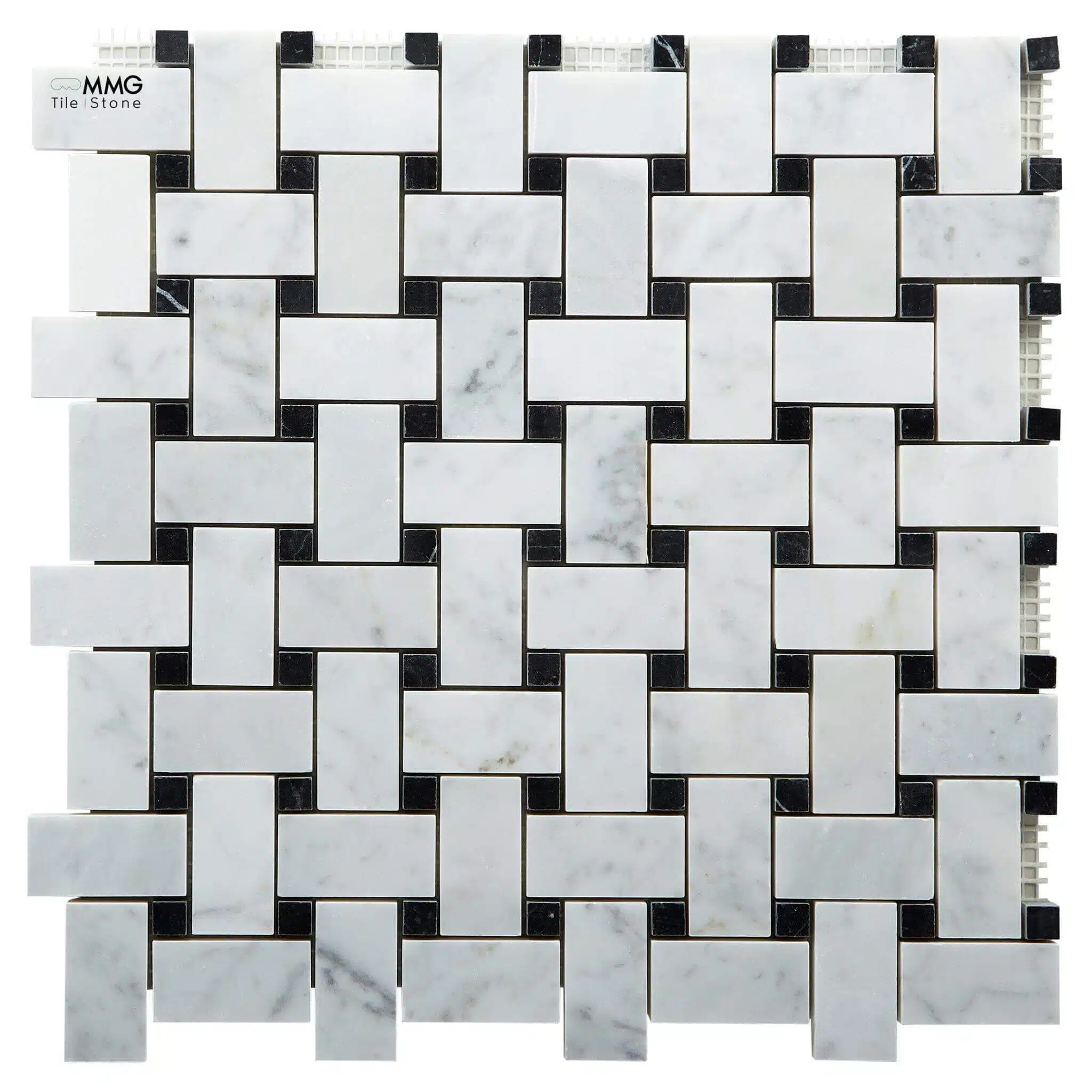 White Carrara Basketweave Mosaic