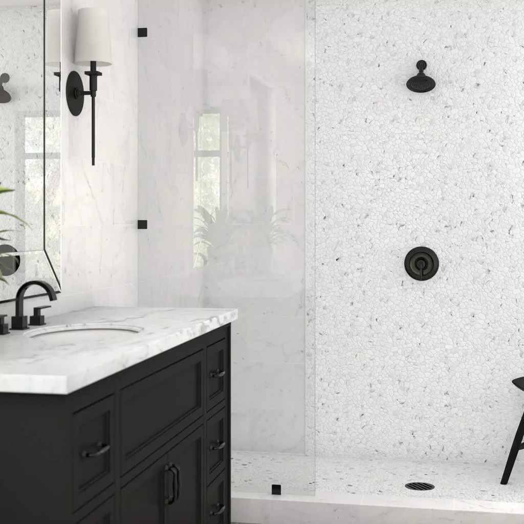 carrara pebble tiles