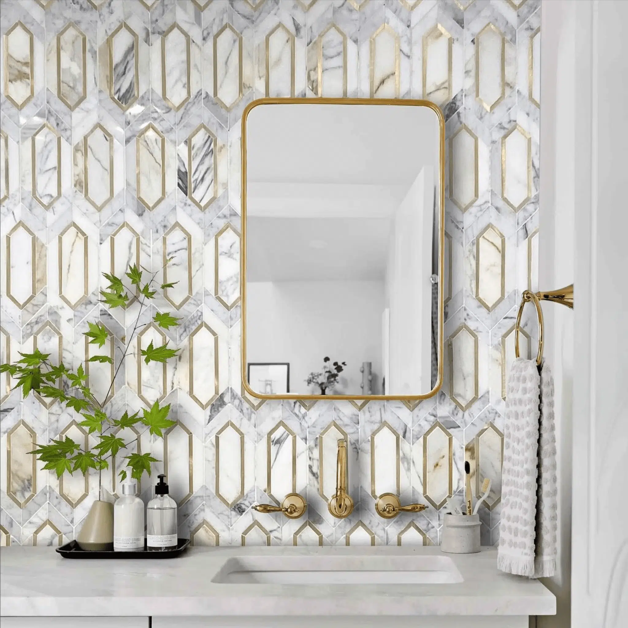 Picket Aluminum Marble Mosaics