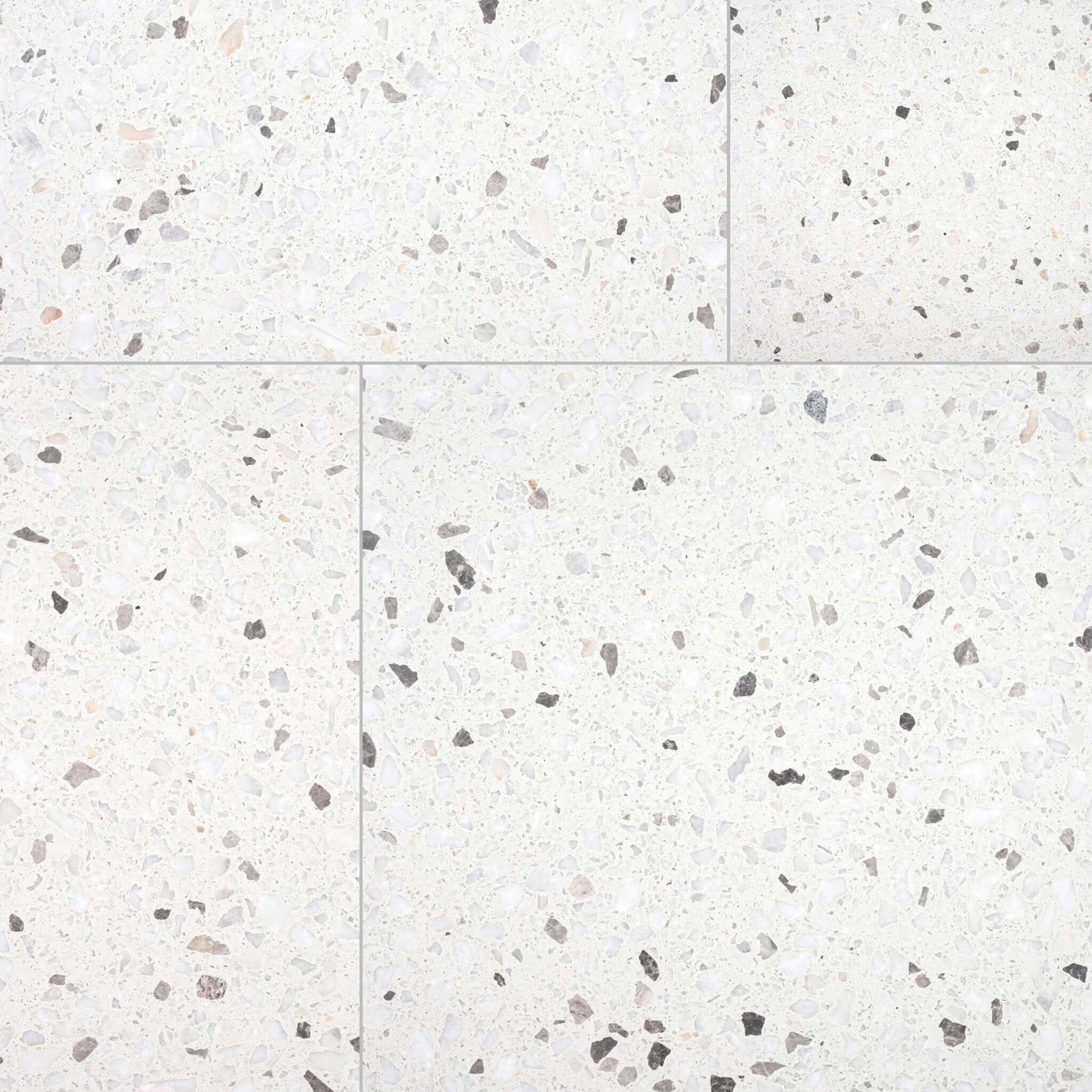 Biarritz White 24x24 Honed Terrazzo Tile