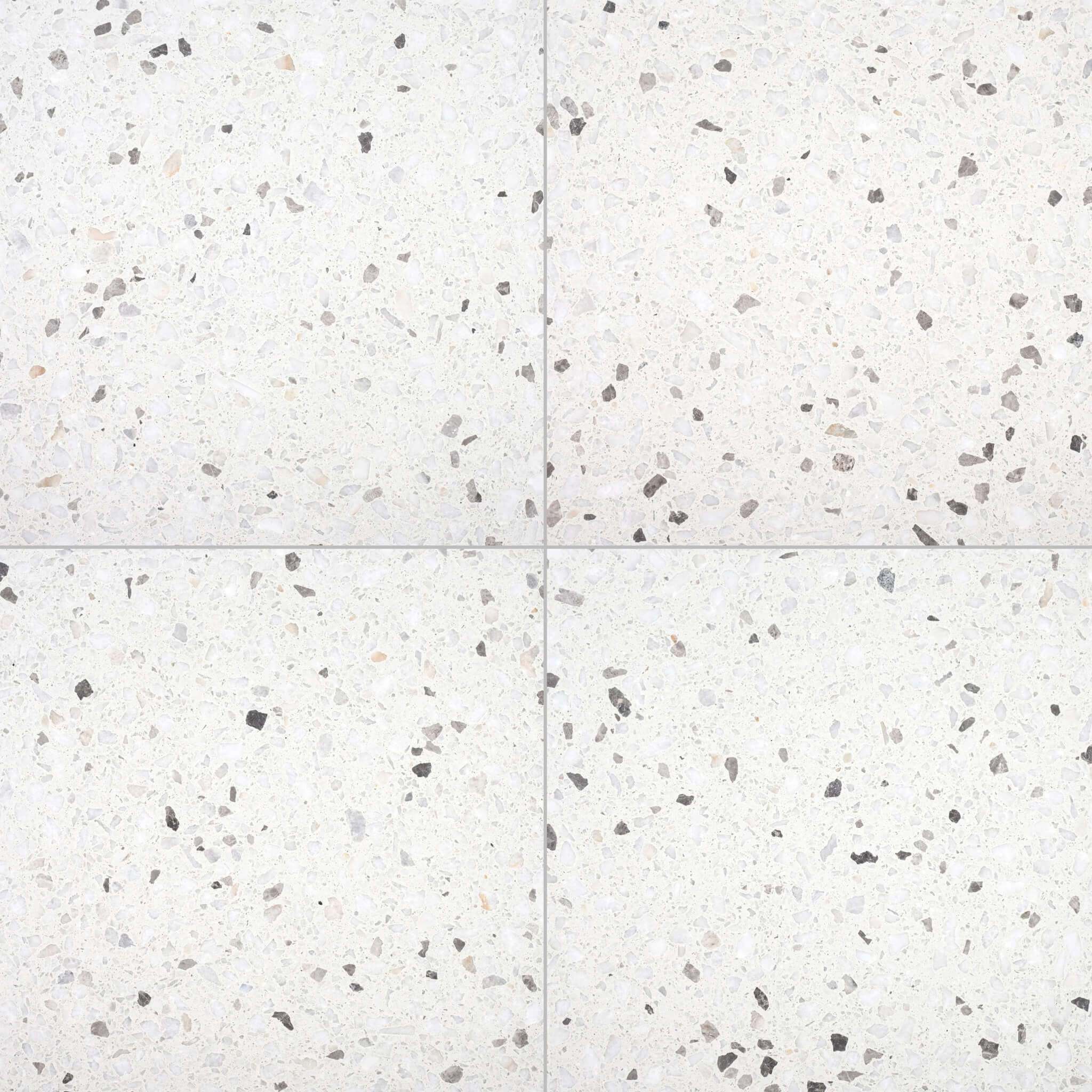 Biarritz White 24x24 Honed Terrazzo Tile